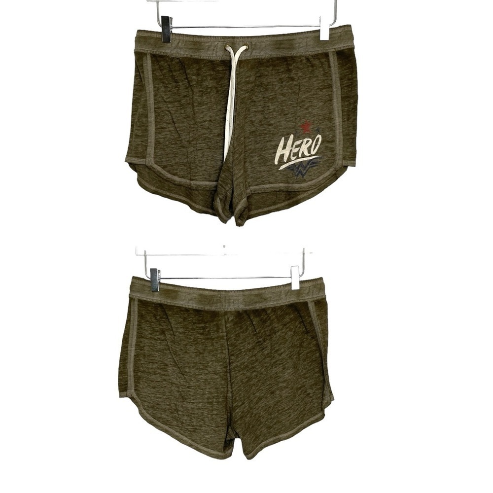 Wonder Woman Cotton/Poly Pajama Set Hoodie and Shorts Grey/Green Burnout Size L - Picture 3 of 16